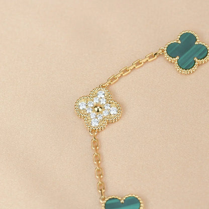 [Panda Jewelry] CLOVER 5 MOTIF MALACHITE BRACELET COLLECTION