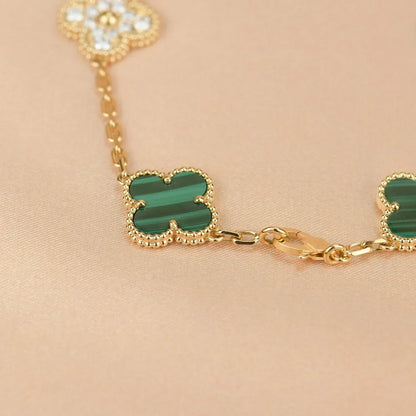 [Panda Jewelry] CLOVER 5 MOTIF MALACHITE BRACELET COLLECTION