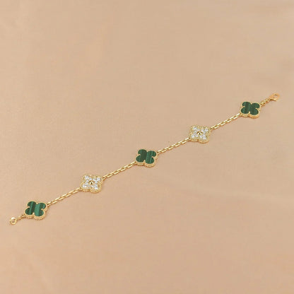 [Panda Jewelry] CLOVER 5 MOTIF MALACHITE BRACELET COLLECTION