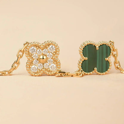 [Panda Jewelry] CLOVER 5 MOTIF MALACHITE BRACELET COLLECTION
