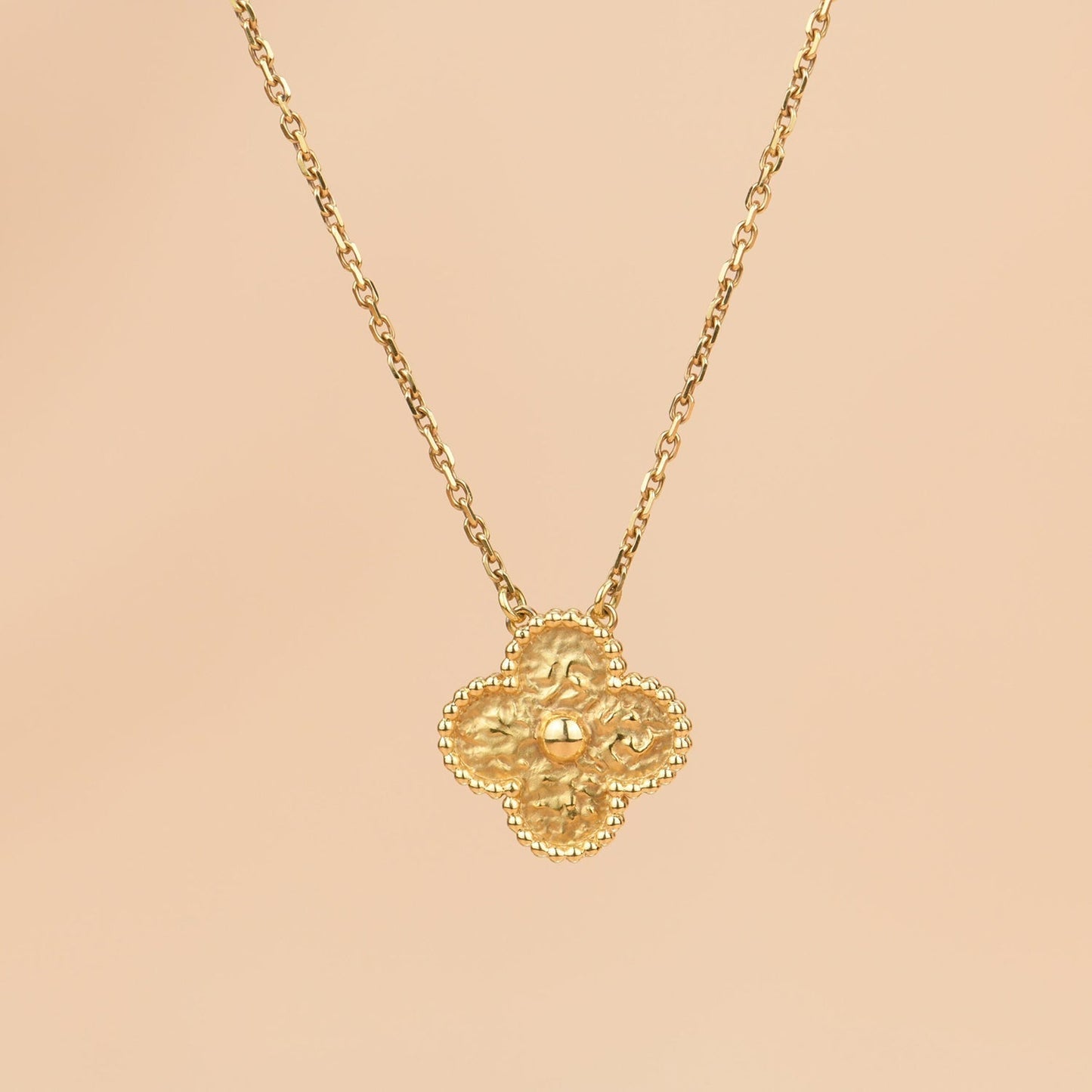 [Panda Jewelry]CLOVER 15MM  BRONZING NECKLACE