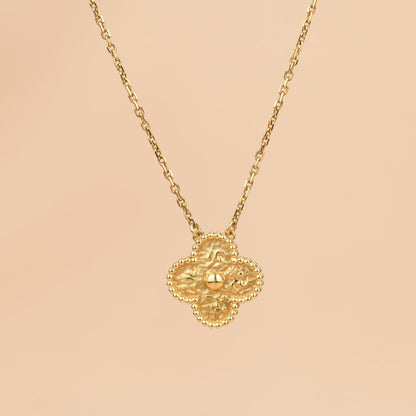 [Panda Jewelry]CLOVER 15MM  BRONZING NECKLACE