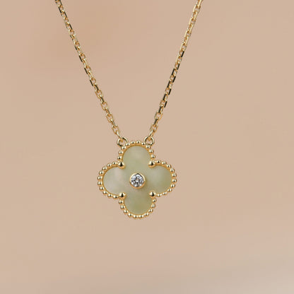 [Panda Jewelry]CLOVER 15MM DIAMOND GOLD MOTHER OF PEARL NECKLACE