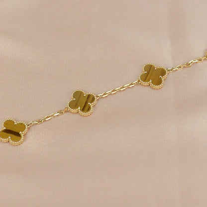 [Panda Jewelry] CLOVER 5 MOTIFS TIGER EYE BRACELET COLLECTION