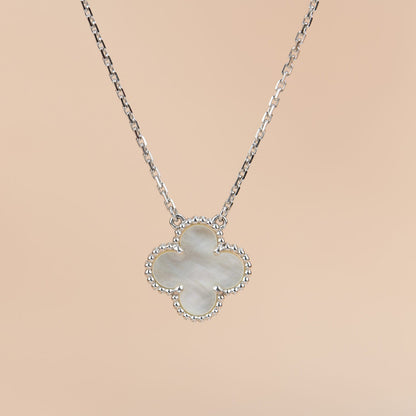 [Panda Jewelry]CLOVER  15MM WHITE MOTHER-OF-PEARL SILVER