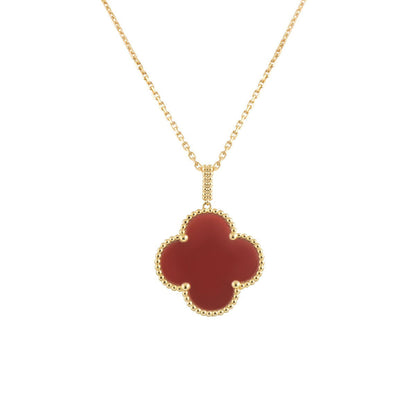 [Panda Jewelry]CLOVER 25MM NECKLACE GOLD CARNELIAN