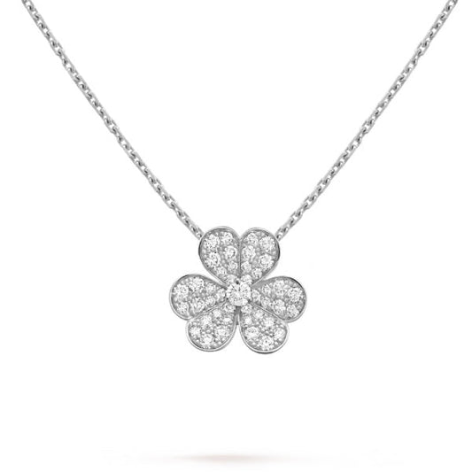 [Panda Jewelry]CLOVER DIAMOND NECKLACE SILVER