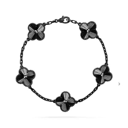 [Panda Jewelry]CLOVER 5 MOTIF BLACK BRACELET