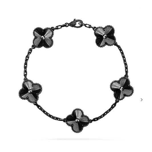 [Panda Jewelry]CLOVER 5 MOTIF BLACK BRACELET
