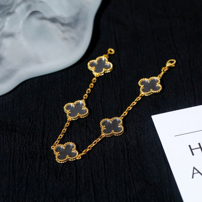 [Panda Jewelry]CLOVER 5 MOTIF ROCK CRYSTAL BRACELET