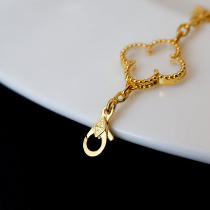 [Panda Jewelry]CLOVER 5 MOTIF ROCK CRYSTAL BRACELET