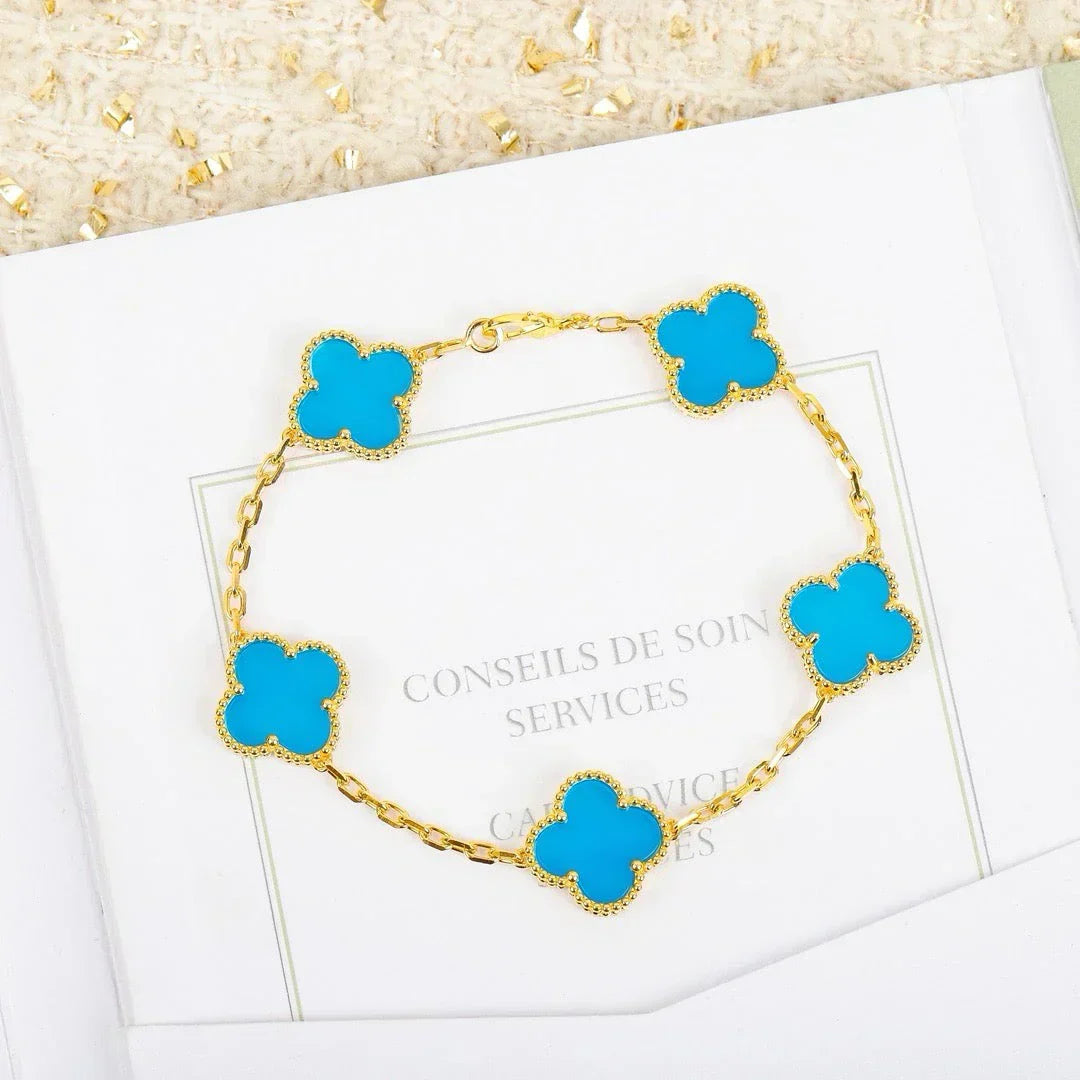 [Panda Jewelry] CLOVER 5 MOTIF TURQUOISE BRACELET COLLECTION