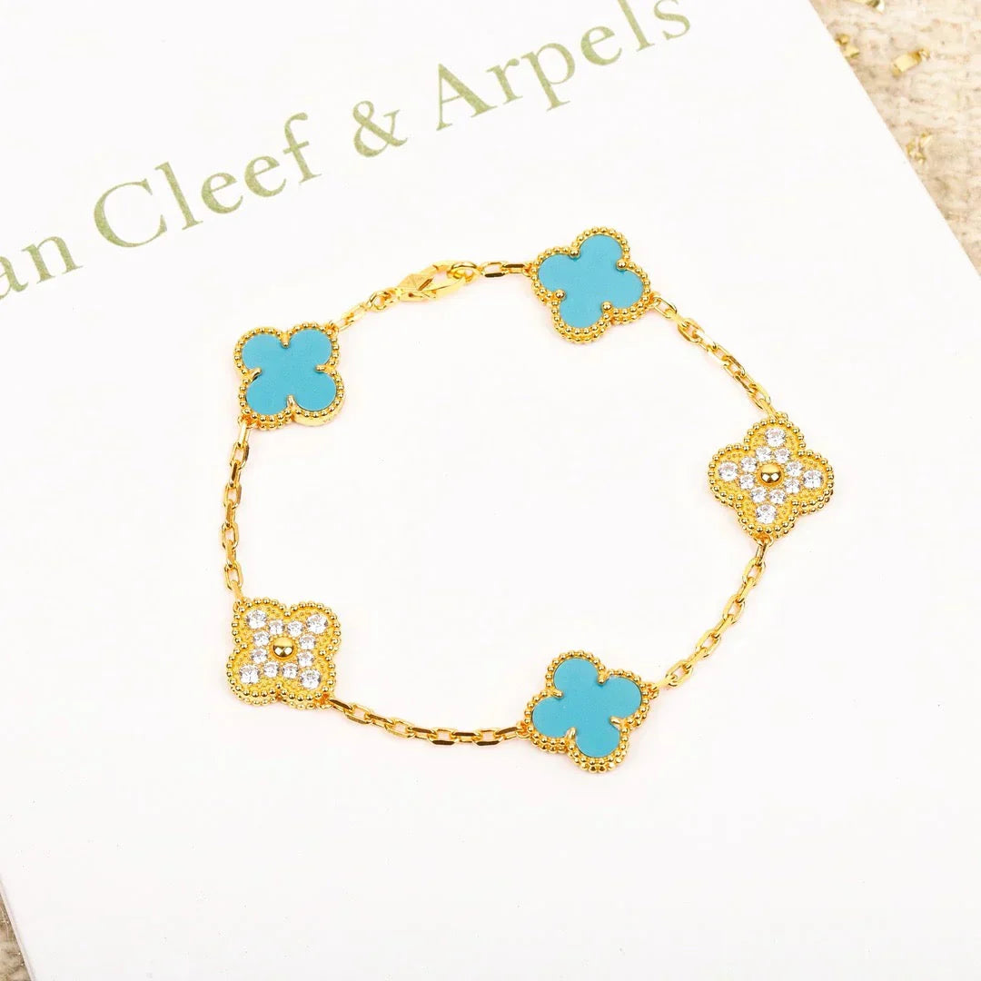 [Panda Jewelry] CLOVER 5 MOTIF TURQUOISE BRACELET COLLECTION