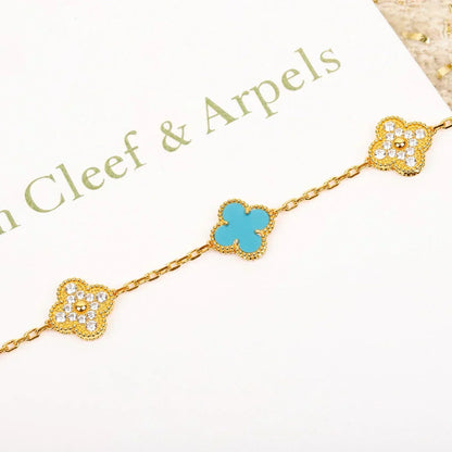 [Panda Jewelry] CLOVER 5 MOTIF TURQUOISE BRACELET COLLECTION