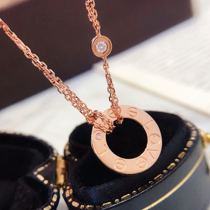 [Panda Jewelry]LOVE NECKLACE 16MM 2 DIAMONDS