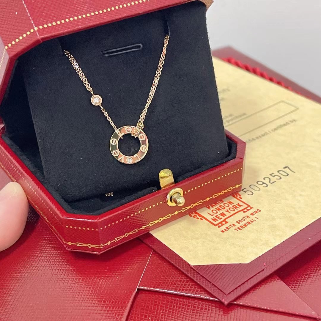 [Panda Jewelry]LOVE NECKLACE 16MM 2 DIAMONDS