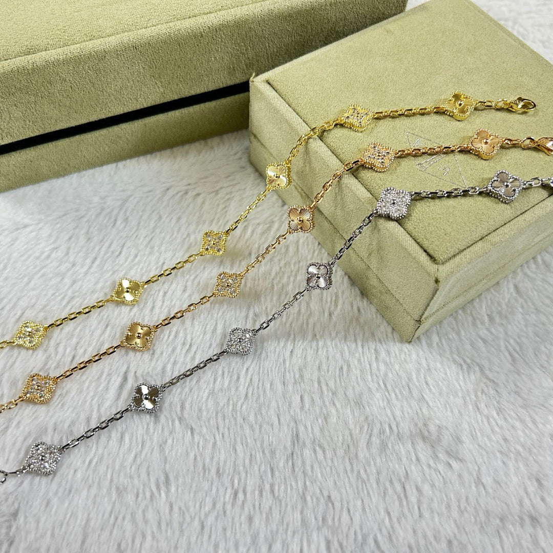 [Panda Jewelry]CLOVER 6 MOTIF DIAMOND LASER BRACELET