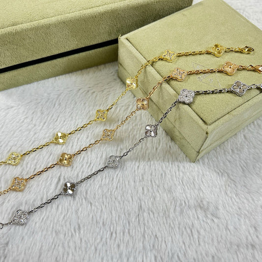[Panda Jewelry]CLOVER 6 MOTIF DIAMOND LASER BRACELET