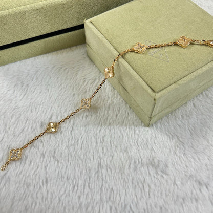 [Panda Jewelry]CLOVER 6 MOTIF DIAMOND LASER BRACELET