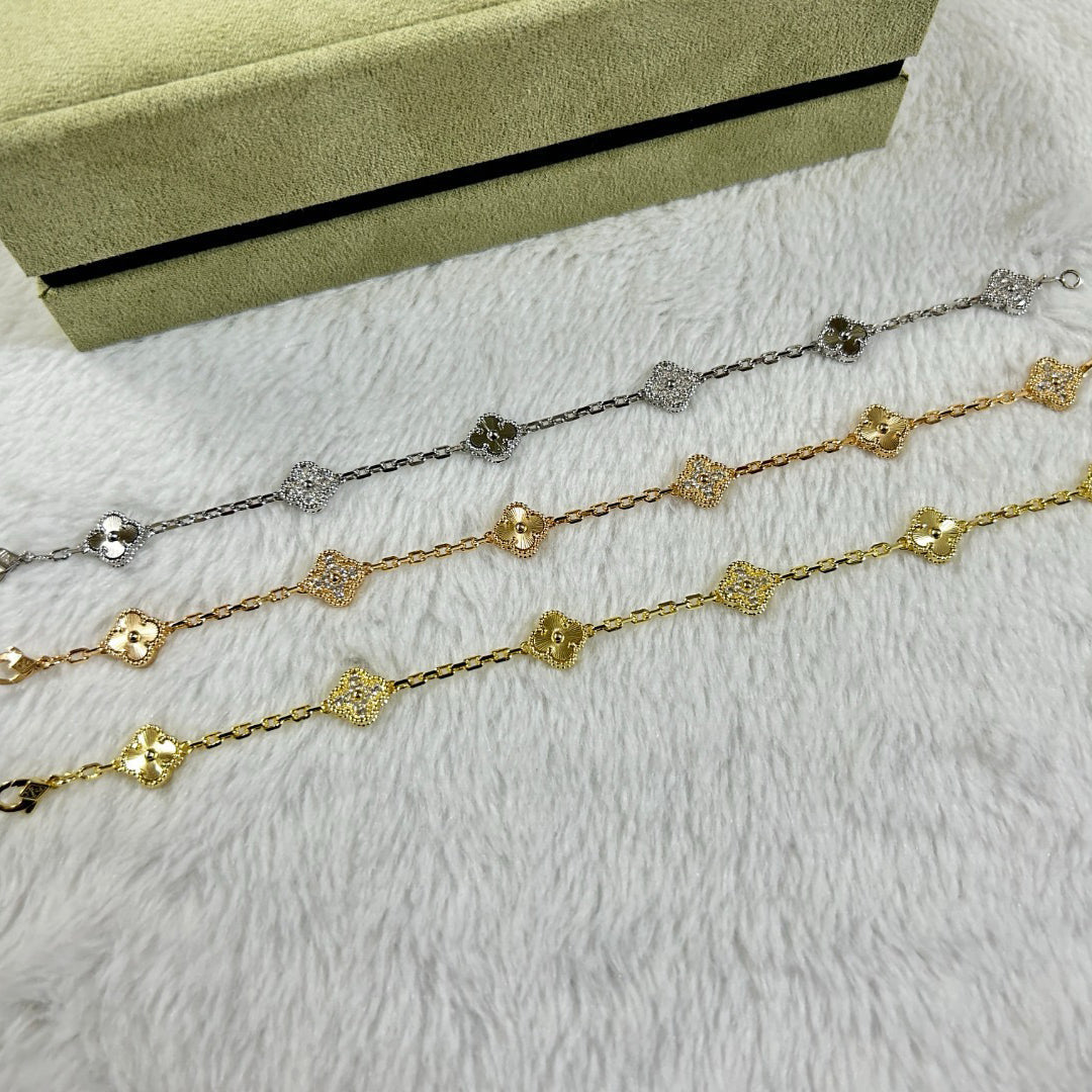 [Panda Jewelry]CLOVER 6 MOTIF DIAMOND LASER BRACELET