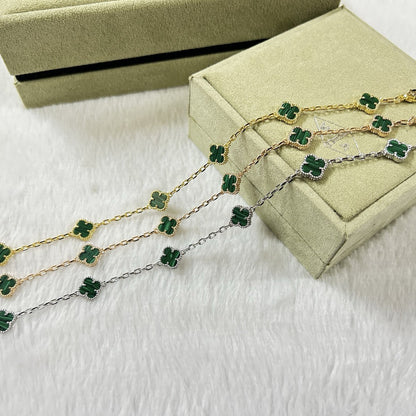 [Panda Jewelry]CLOVER 6 MOTIF MALACHITE BRACELET