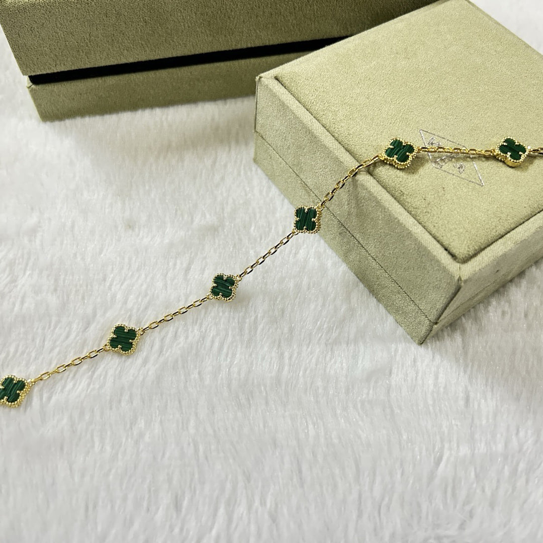 [Panda Jewelry]CLOVER 6 MOTIF MALACHITE BRACELET