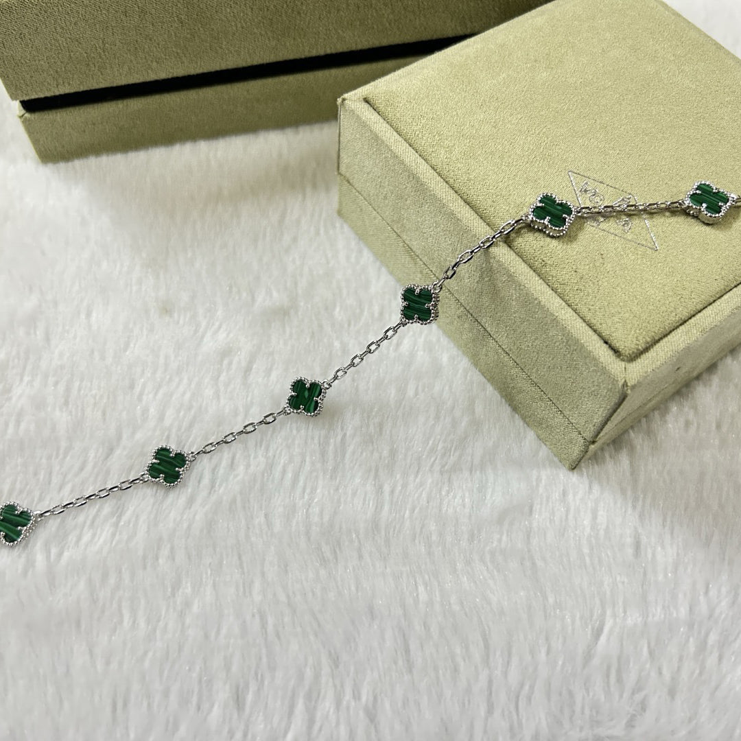 [Panda Jewelry]CLOVER 6 MOTIF MALACHITE BRACELET