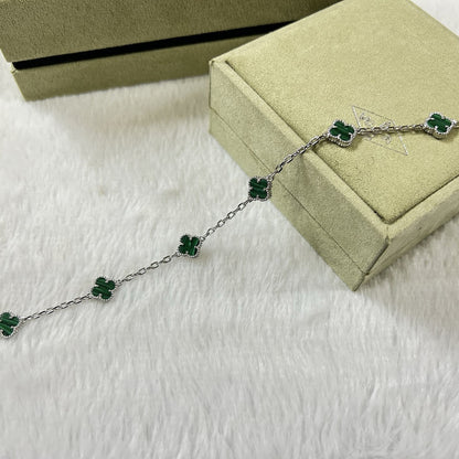 [Panda Jewelry]CLOVER 6 MOTIF MALACHITE BRACELET