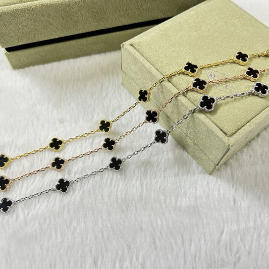 [Panda Jewelry]CLOVER 6 MOTIF  ONYXS BRACELET