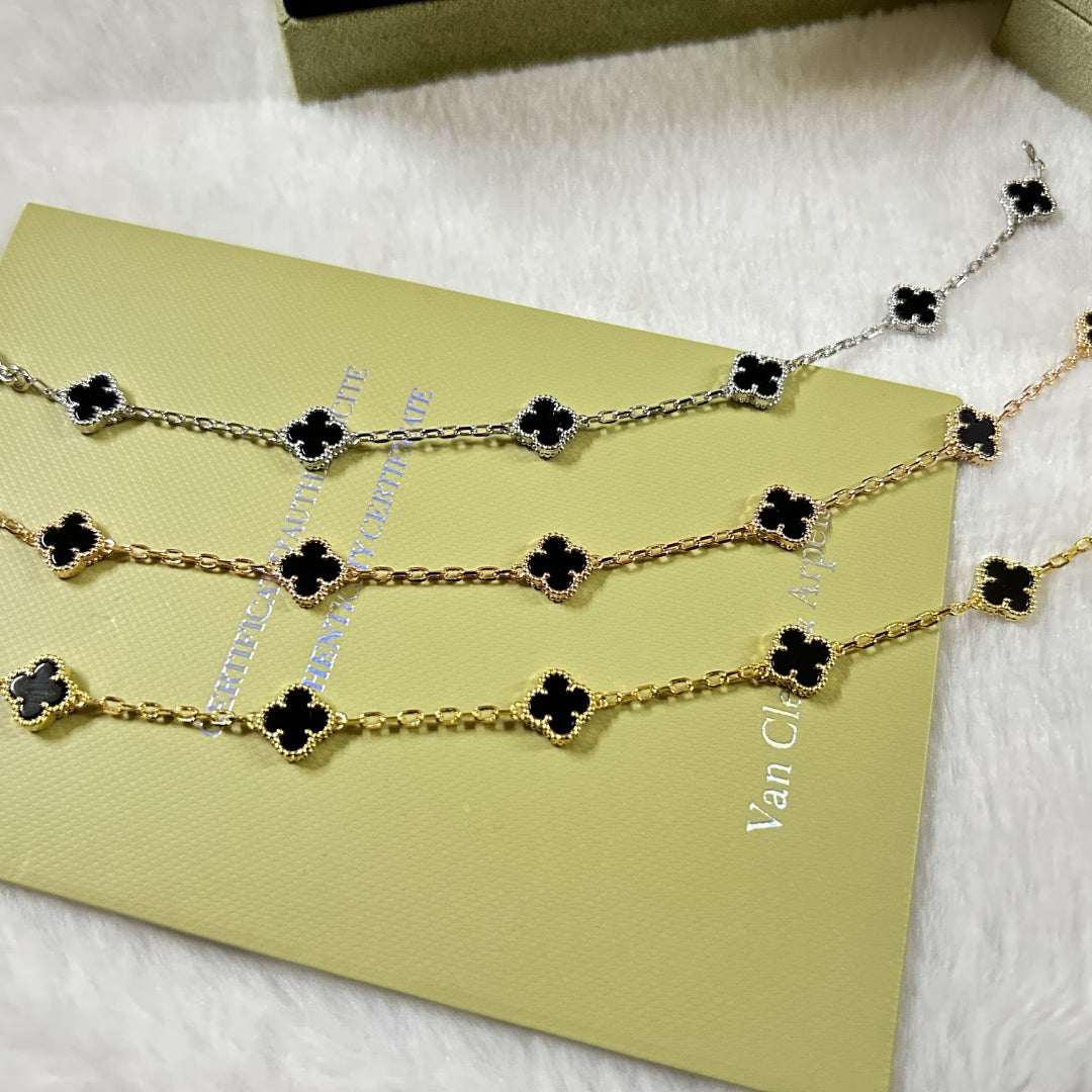 [Panda Jewelry]CLOVER 6 MOTIF  ONYXS BRACELET
