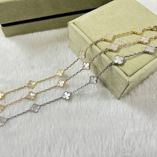 [Panda Jewelry]CLOVER 6 MOTIF WHITE MOP BRACELET