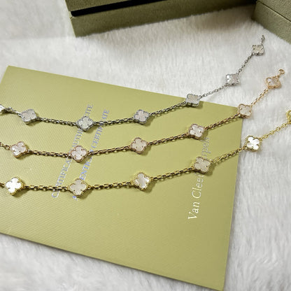 [Panda Jewelry]CLOVER 6 MOTIF WHITE MOP BRACELET