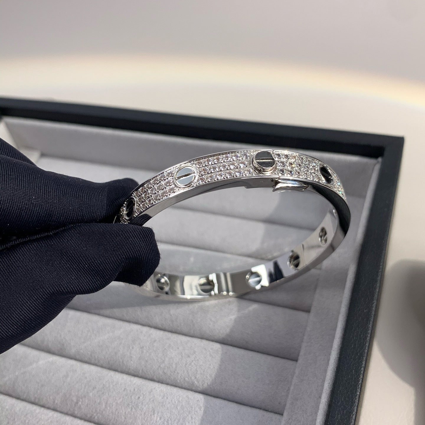 [Panda Jewelry]LOVE BRACELET 6.1MM DIAMOND-PAVED CERAMIC