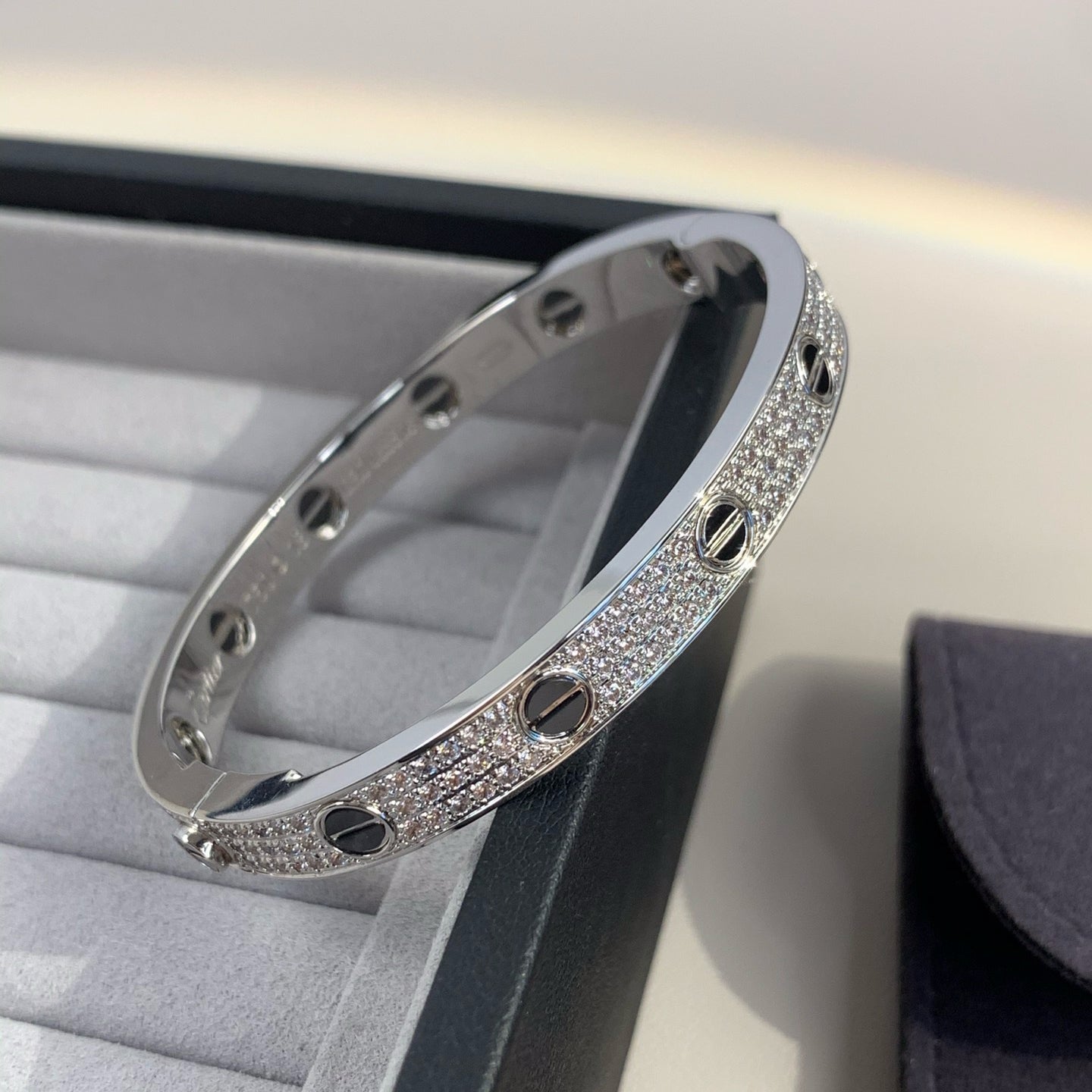 [Panda Jewelry]LOVE BRACELET 6.1MM DIAMOND-PAVED CERAMIC