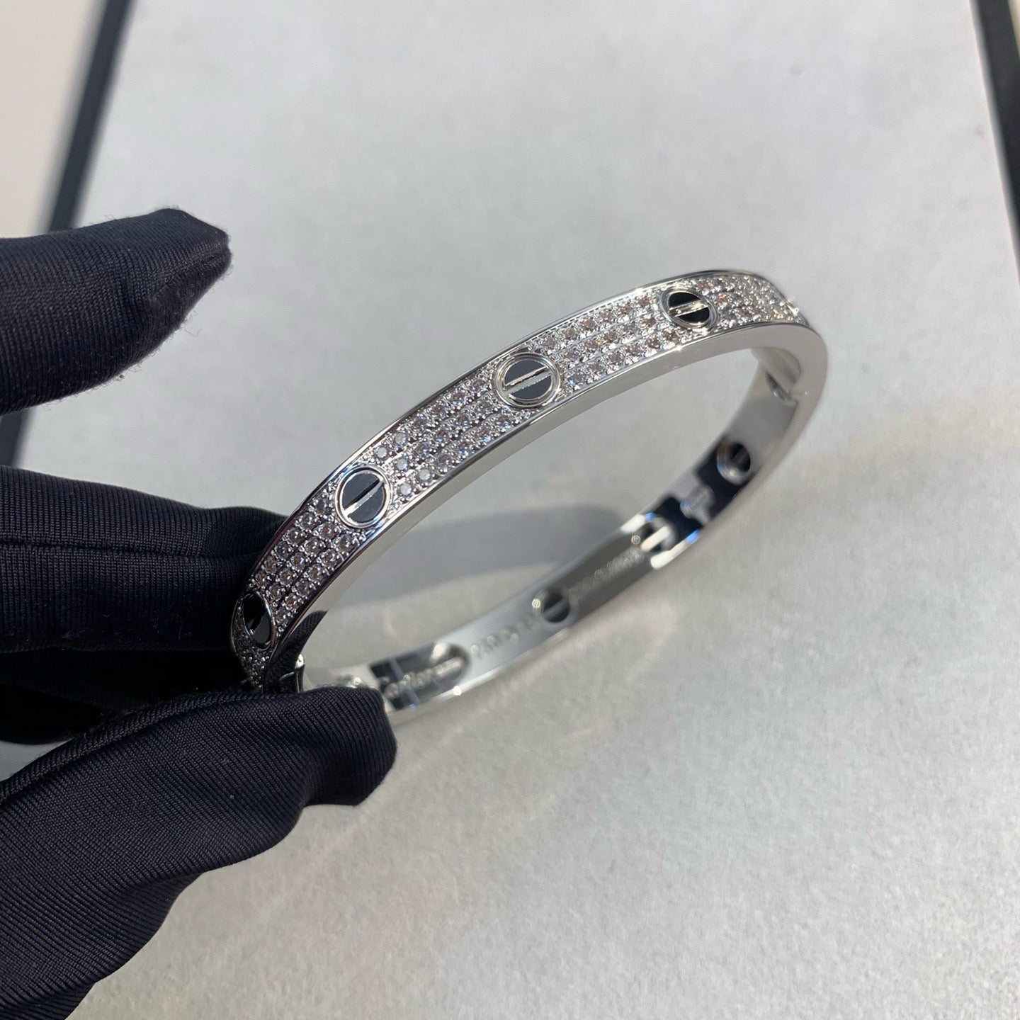[Panda Jewelry]LOVE BRACELET 6.1MM DIAMOND-PAVED CERAMIC