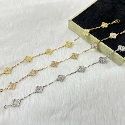 [Panda Jewelry]CLOVER 6 MOTIF DIAMOND BRACELET
