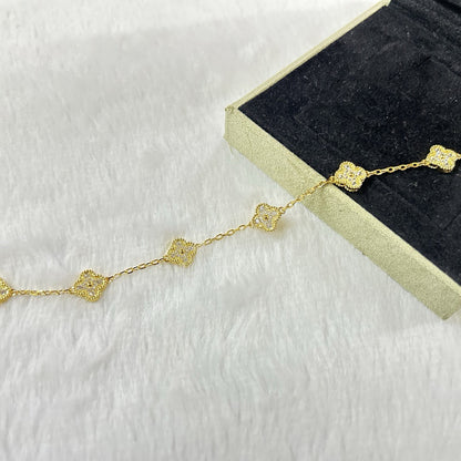 [Panda Jewelry]CLOVER 6 MOTIF DIAMOND BRACELET