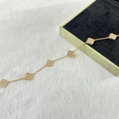 [Panda Jewelry]CLOVER 6 MOTIF DIAMOND BRACELET