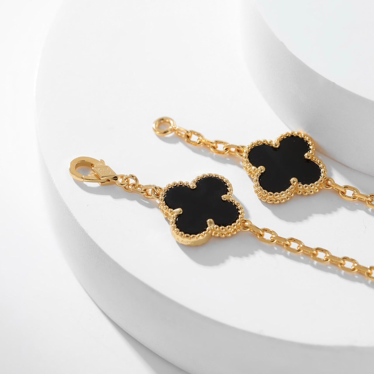 [Panda Jewelry]CLOVER 10 MOTIFS ONYX NECKLACE