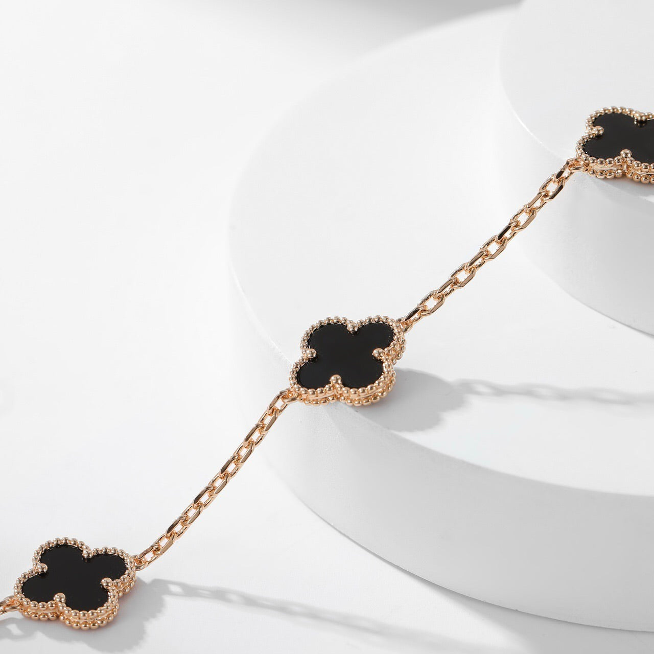 [Panda Jewelry]CLOVER 10 MOTIFS ONYX NECKLACE