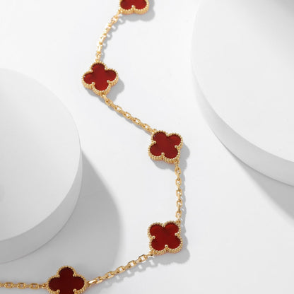 [Panda Jewelry]CLOVER 10 MOTIFS CARNELIAN NECKLACE