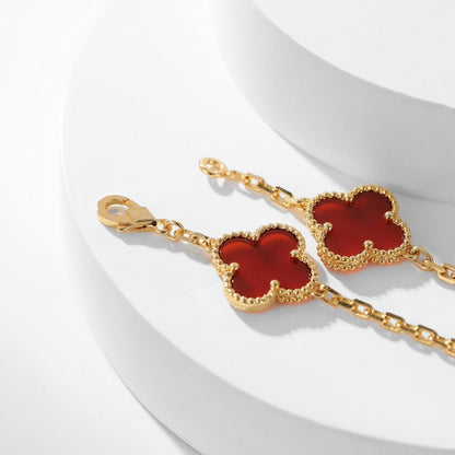 [Panda Jewelry]CLOVER 10 MOTIFS CARNELIAN NECKLACE