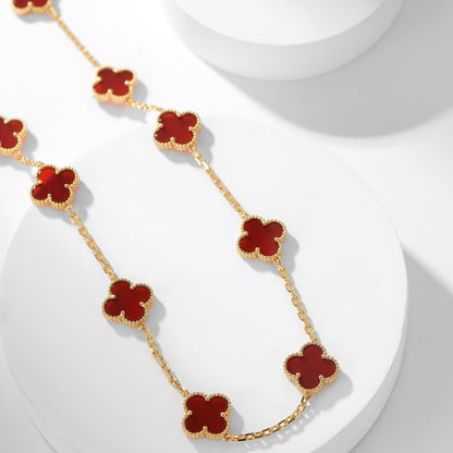 [Panda Jewelry]CLOVER 10 MOTIFS CARNELIAN NECKLACE