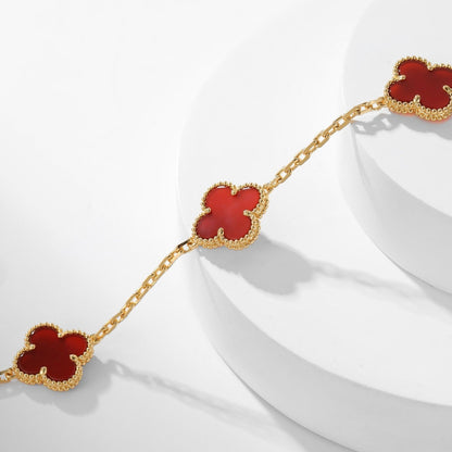 [Panda Jewelry]CLOVER 10 MOTIFS CARNELIAN NECKLACE
