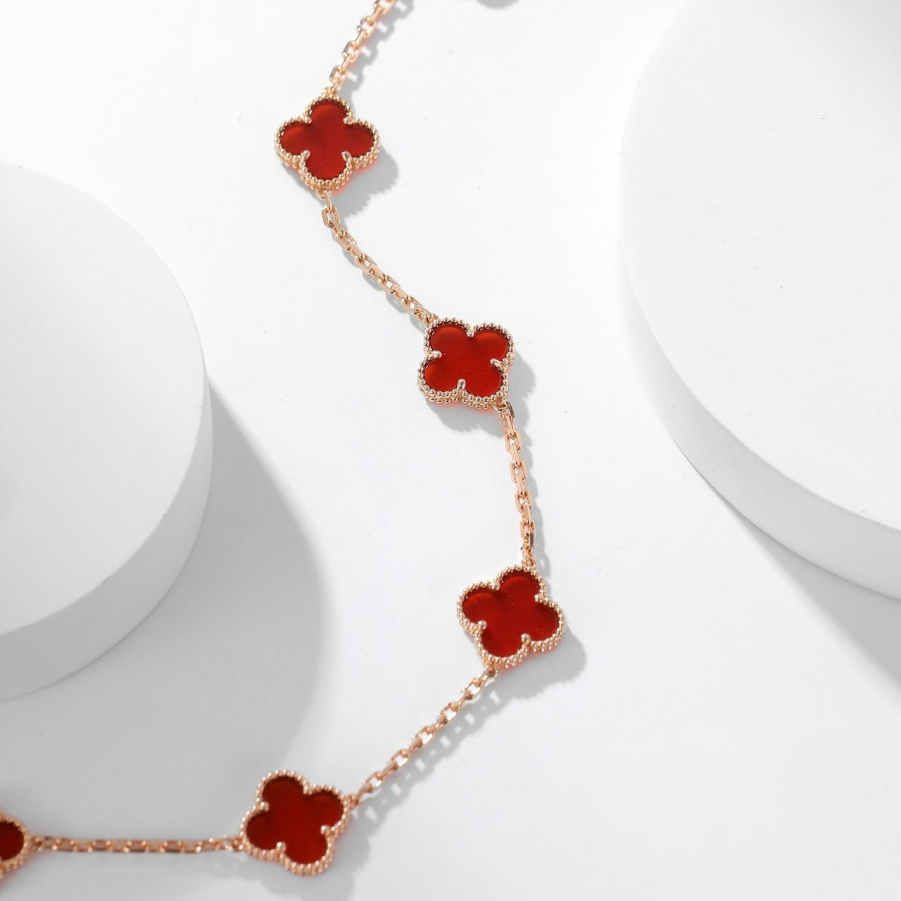 [Panda Jewelry]CLOVER 10 MOTIFS CARNELIAN NECKLACE