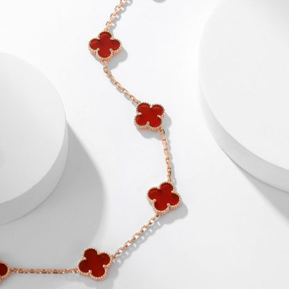 [Panda Jewelry]CLOVER 10 MOTIFS CARNELIAN NECKLACE