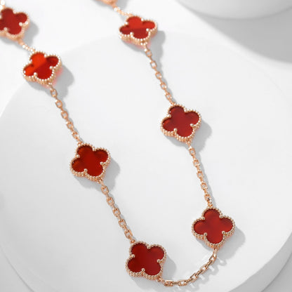 [Panda Jewelry]CLOVER 10 MOTIFS CARNELIAN NECKLACE