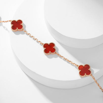 [Panda Jewelry]CLOVER 10 MOTIFS CARNELIAN NECKLACE