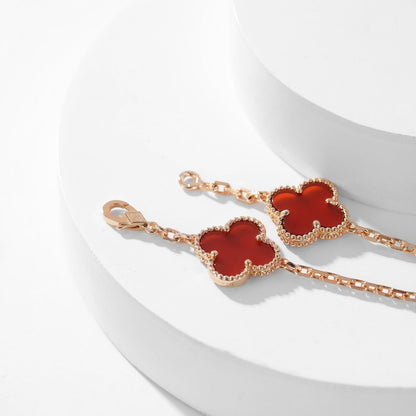 [Panda Jewelry]CLOVER 10 MOTIFS CARNELIAN NECKLACE