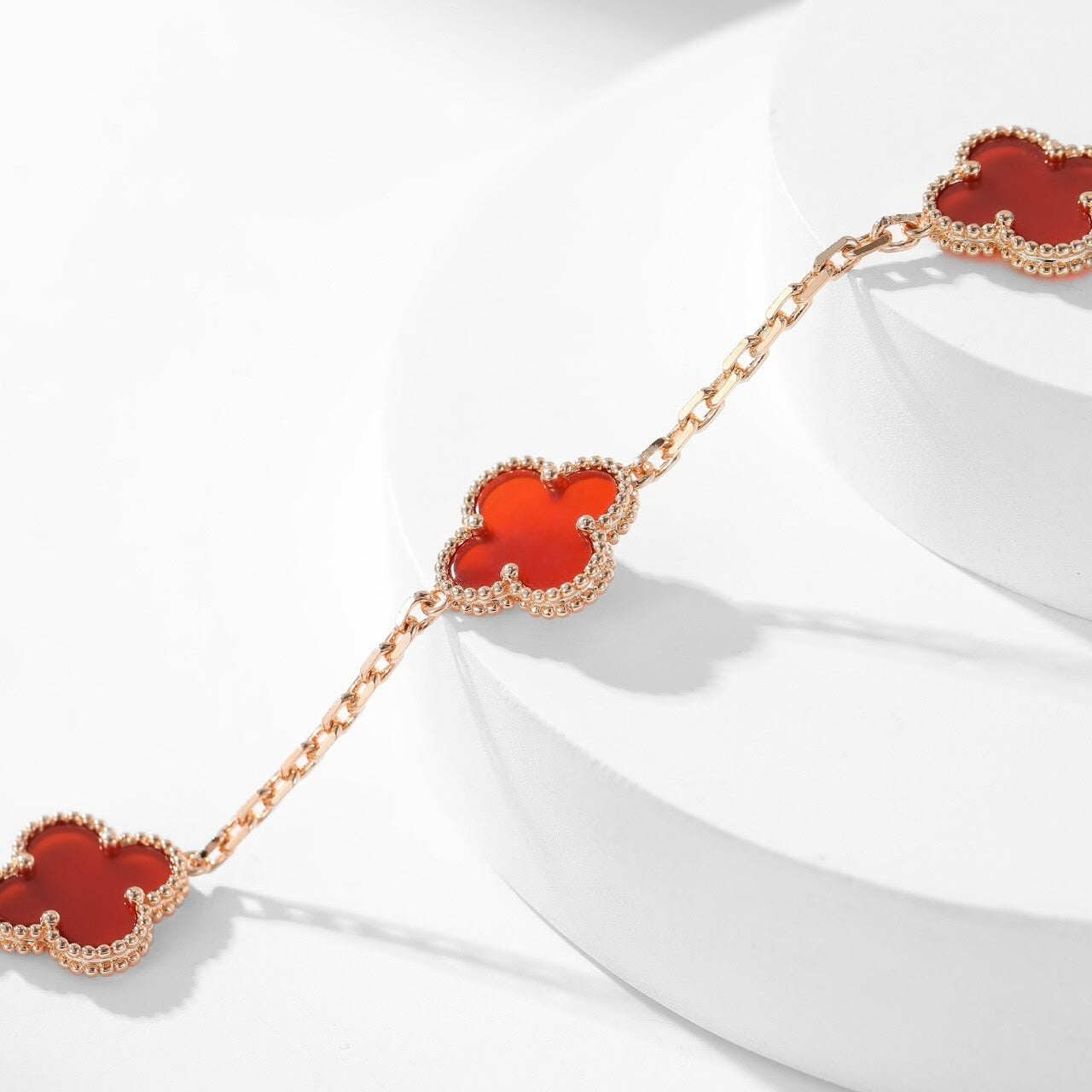 [Panda Jewelry]CLOVER 10 MOTIFS CARNELIAN NECKLACE